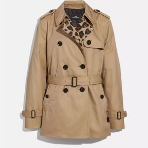 Coach Women's Tan Trench Coat with Leopard Lining